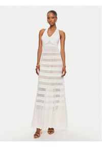 TwinSet - TWINSET Sukienka dzianinowa 241TT3112 Biały Slim Fit. Kolor: biały. Materiał: wiskoza