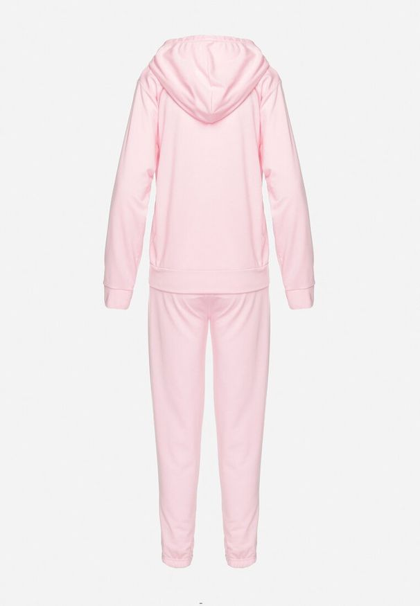 Born2be - Jasnoróżowy Komplet Dresowy Bluza Kangurka z Kapturem i Spodnie Joggery Triasa. Kolor: różowy. Materiał: dresówka