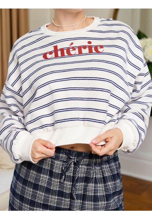 Sinsay - Bluza w paski z napisem - wielobarwny. Wzór: paski, napisy