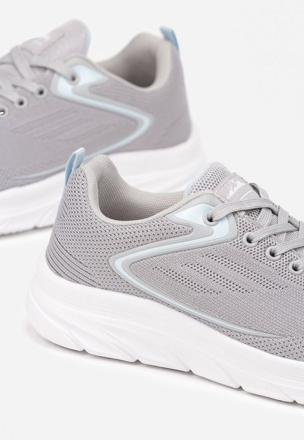 Born2be - Szaro-Niebieskie Buty Sportowe Sneakersy z Siateczki Uloniria. Okazja: na co dzień. Kolor: szary. Materiał: jeans. Szerokość cholewki: normalna. Wzór: aplikacja