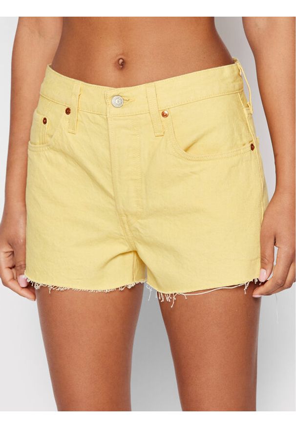 Levi's® Szorty jeansowe FRESH 501® 56327-0247 Żółty Regular Fit. Kolor: żółty. Materiał: jeans, bawełna