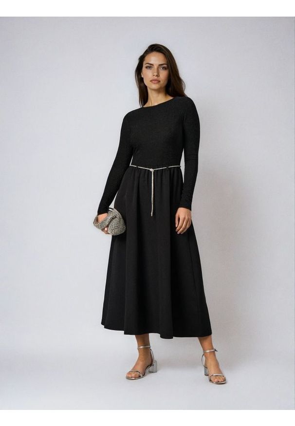 Sinsay - Sukienka z paskiem - czarny. Kolor: czarny