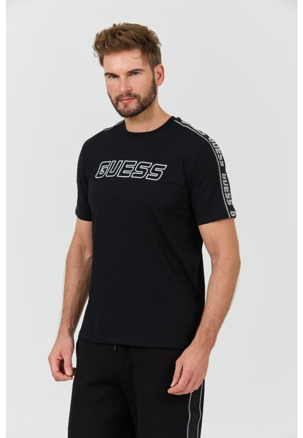 Guess - GUESS Czarny męski t-shirt Arlo Cn, Rozmiar S. Kolor: czarny