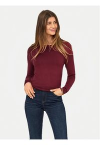 only - ONLY Sweter Venice 15333989 Bordowy Regular Fit. Kolor: czerwony. Materiał: wiskoza