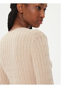 GANT - Gant Sweter 4800101 Beżowy Slim Fit. Kolor: beżowy. Materiał: bawełna