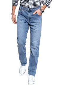 Wrangler - WRANGLER SPODNIE MĘSKIE TEXAS SLIM BLUE HONOR W12SM511Q. Wzór: aplikacja #7