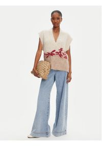 Munthe Sweter Purulia 252160125272 Beżowy Loose Fit. Kolor: beżowy. Materiał: wełna #5