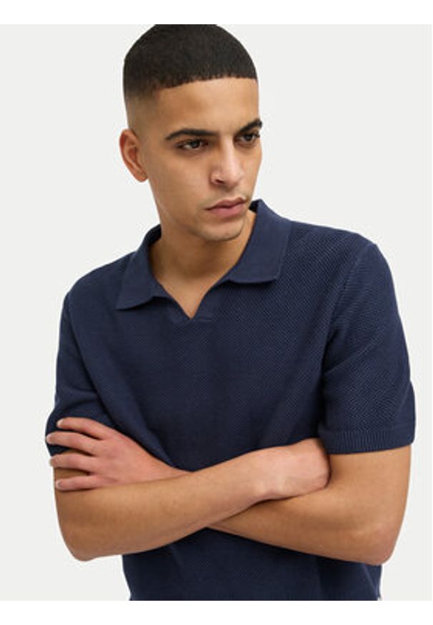 Jack & Jones Polo Ceaston 12273012 Granatowy Regular Fit. Typ kołnierza: polo. Kolor: niebieski. Materiał: bawełna