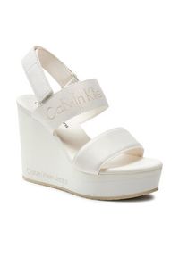 Calvin Klein Jeans Sandały Wedge Sandal Webbing In Mr YW0YW01360 Biały. Kolor: biały. Materiał: materiał #3