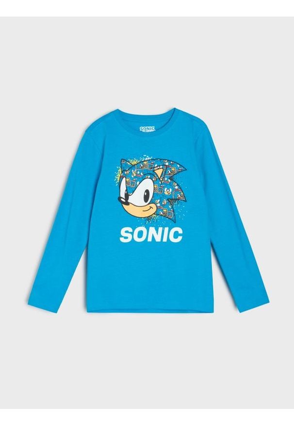 Sinsay - Bawełniana koszulka z nadrukiem Sonic the Hedgehog - mid blue. Materiał: bawełna. Wzór: nadruk
