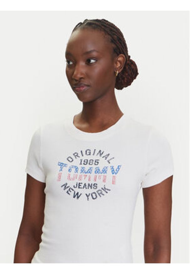Tommy Jeans T-Shirt DW0DW21421 Écru Slim Fit. Materiał: bawełna