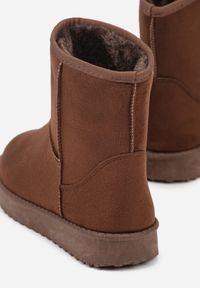 Born2be - Brązowe Śniegowce Ozdobione Przeszyciem Retila. Okazja: na co dzień. Kolor: brązowy. Materiał: jeans. Wzór: aplikacja. Styl: casual #7