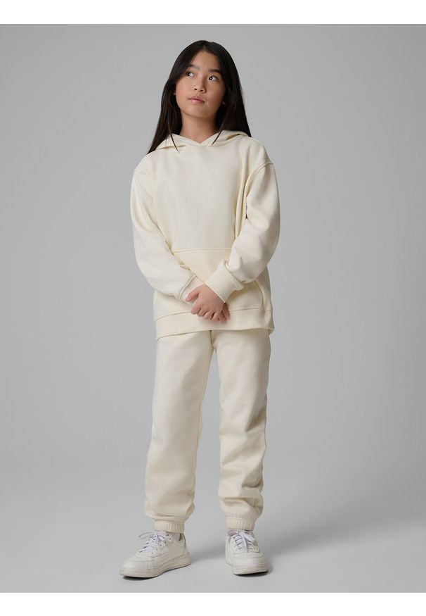 4f - 4F Spodnie dresowe joggery dziewczęce - białe 140 (9-10 lat). Okazja: na co dzień. Kolor: biały. Materiał: dresówka. Sezon: lato. Styl: casual, sportowy