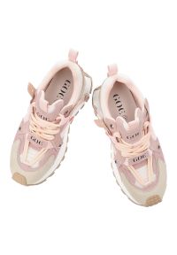 Sneakersy damskie GOE, cholewka ze skóry naturalnej zaokrąglony nosek i masywna podeszwa, różowe, TT2N4022. Okazja: na co dzień. Zapięcie: sznurówki. Kolor: różowy. Materiał: skóra. Szerokość cholewki: normalna. Styl: sportowy, casual, elegancki #3