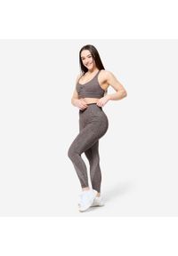 Stanik sportowy Decathlon. Kolor: biały, fioletowy, brązowy, wielokolorowy. Materiał: skóra. Sport: joga i pilates, fitness