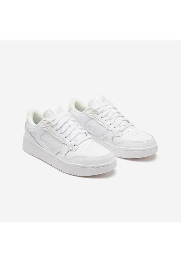 Decathlon - Buty sportowe damskie CJ80. Kolor: biały, wielokolorowy, szary. Materiał: guma, kauczuk, skóra. Szerokość cholewki: normalna