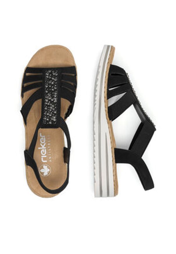 Rieker Sandały V0652-00 Czarny. Kolor: czarny. Materiał: syntetyk