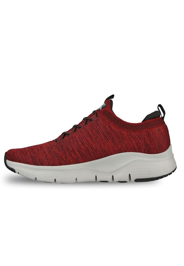 skechers - Buty do chodzenia męskie Skechers Arch Fit Waveport. Kolor: czerwony. Materiał: syntetyk, materiał. Szerokość cholewki: normalna. Sport: turystyka piesza