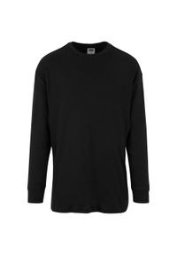 Urban Classics - Sweter Męski Z Długim Rękawem W Prążki Organic Boxy. Kolor: czarny. Długość rękawa: długi rękaw. Długość: długie. Wzór: prążki #1