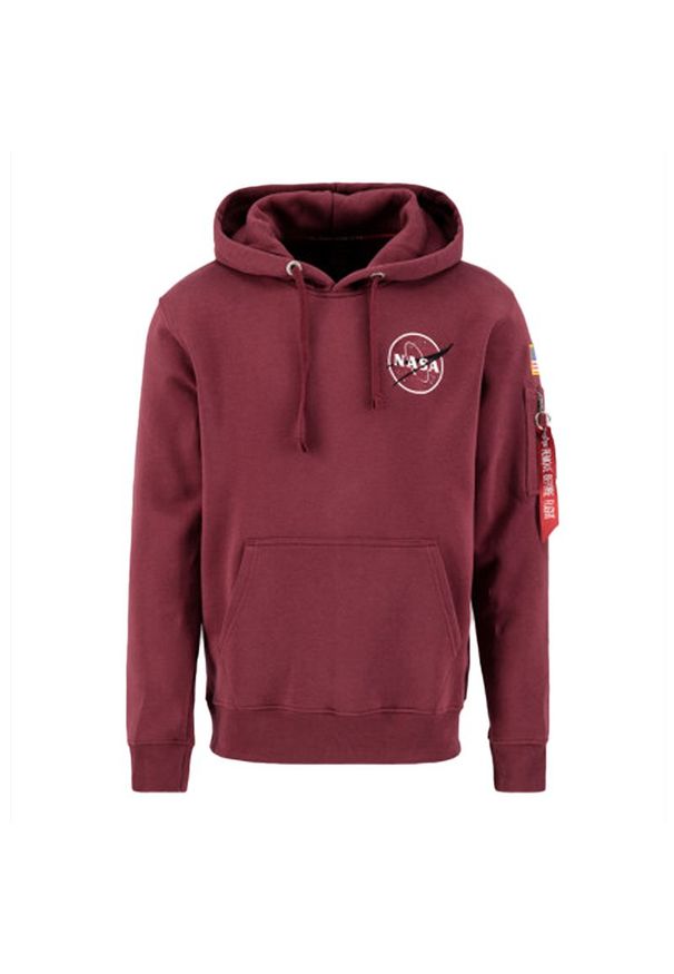 Bluza Alpha Industries Space Shuttle Hoody 178317184 - bordowa. Kolor: czerwony. Materiał: bawełna, poliester. Długość rękawa: długi rękaw. Długość: długie. Wzór: haft, aplikacja. Styl: klasyczny