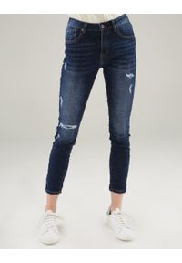 Unisono - GŁADKIE SPODNIE- JEANSY 191-AZ2030 JEANS. Materiał: jeans. Wzór: gładki #1