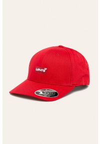 Levi's® - Levi's - Czapka. Kolor: czerwony. Materiał: tkanina, bawełna, elastan. Wzór: aplikacja. Styl: biznesowy #1
