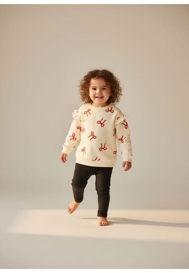 Sinsay - Bawełniana bluza crewneck - kremowy. Kolor: kremowy. Materiał: bawełna