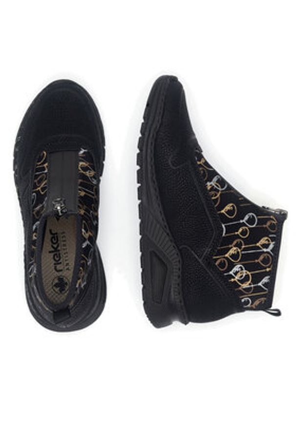 Rieker Półbuty M4953-00 Czarny. Kolor: czarny. Materiał: materiał