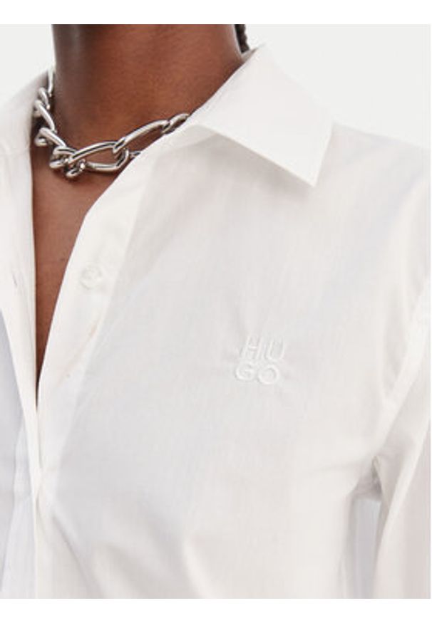 Hugo - HUGO Koszula Essential 50552832 Biały Regular Fit. Kolor: biały. Materiał: bawełna