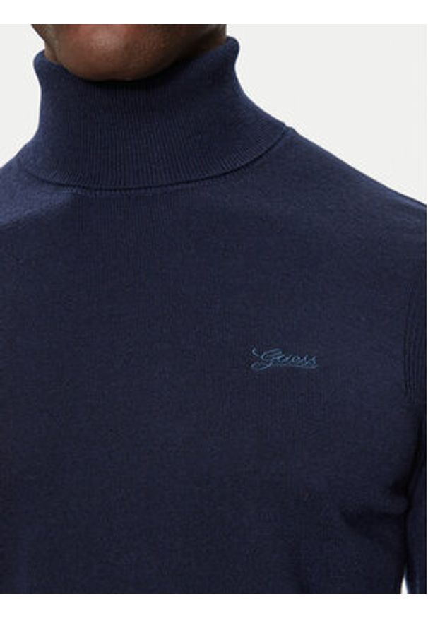 Guess Golf M4BR05 Z3H82 Granatowy Regular Fit. Typ kołnierza: golf. Kolor: niebieski. Materiał: syntetyk