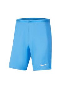 Nike - Spodenki Z Dzianiny Dla Dzieci Park III. Kolor: niebieski. Materiał: dzianina. Styl: sportowy. Sport: turystyka piesza #1