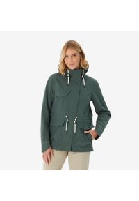 quechua - Kurtka turystyczna damska Quechua NH500 wodoodporna. Kolor: zielony. Materiał: poliester, poliamid, materiał. Sport: turystyka piesza #1