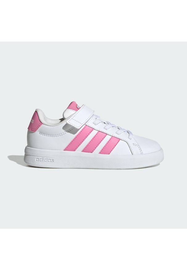 Adidas - Buty Dziecięce Grand Court 3.0. Okazja: na uczelnię. Kolor: biały, różowy, wielokolorowy. Sport: joga i pilates
