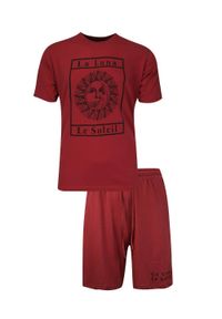 Brave Soul - Piżama Męska, Czerwona Dwuczęściowa, Koszulka Krótki Rękaw, Krótkie Spodnie, Bawełniana. Kolor: czerwony. Materiał: bawełna. Długość: krótkie #1