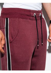 Ombre Clothing - Spodnie męskie dresowe joggery - bordowe P898 - XL. Kolor: czerwony. Materiał: dresówka. Wzór: gładki. Styl: elegancki #4