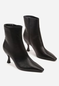 Renee - Czarne Botki Vices na Kaczuszce Fallonea. Kolor: czarny. Materiał: jeans. Obcas: na szpilce. Styl: elegancki. Wysokość obcasa: średni #7