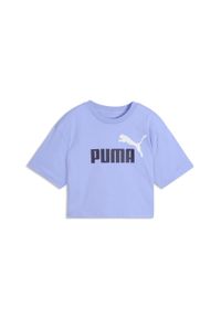 Puma - Młodzieżowa krótka koszulka Essentials 2 Colour z logo PUMA No. 1 PUMA. Kolor: fioletowy. Materiał: prążkowany, guma. Długość: krótkie. Wzór: nadruk. Sport: joga i pilates #1