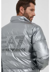 EA7 Emporio Armani kurtka męska kolor srebrny zimowa. Kolor: srebrny. Materiał: polar. Sezon: zima #1