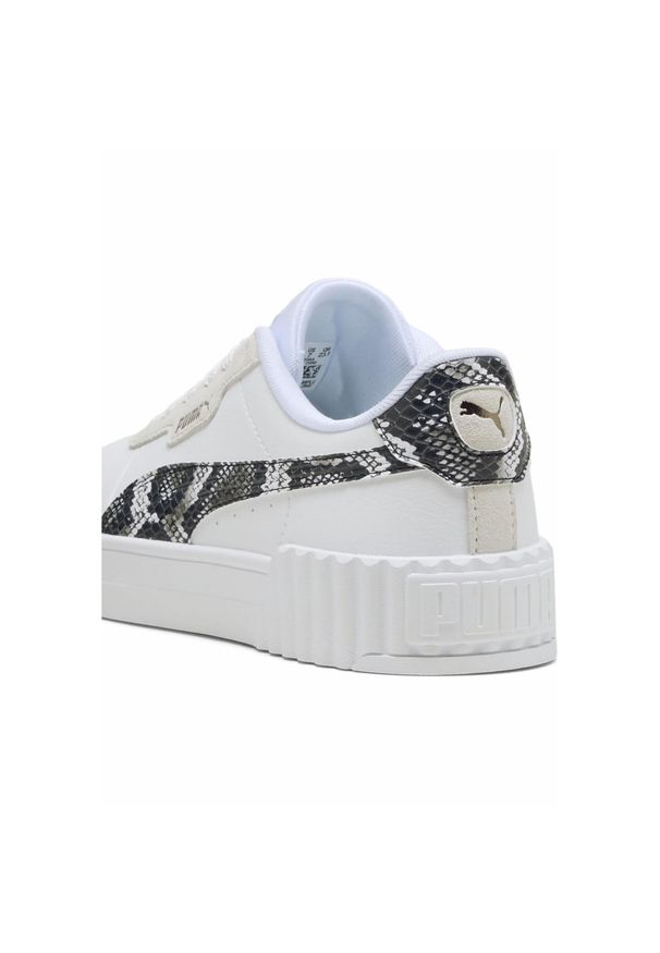 Puma - Damskie sneakersy Carina 3.0 Snake Chic PUMA White Vapor Gray Aged Silver. Kolor: biały, wielokolorowy, szary. Wzór: nadruk, motyw zwierzęcy. Sezon: lato