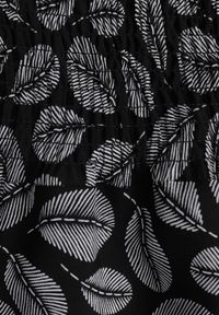 Renee - Czarne Bawełniane Spodnie z Szerokimi Nogawkami 7/8 i Gumką w Pasie Elenthe. Kolor: czarny. Materiał: bawełna. Wzór: aplikacja #8