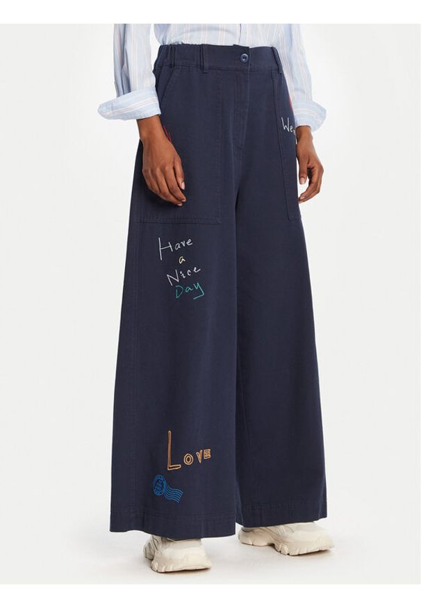 Weekend Max Mara Jeansy Lotus 2525136011 Granatowy Wide Leg. Kolor: niebieski