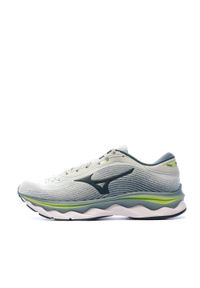 Buty do biegania męskie Mizuno Wave Sky 5. Zapięcie: sznurówki. Kolor: wielokolorowy, niebieski, zielony. Materiał: guma, materiał, tkanina, syntetyk. Szerokość cholewki: normalna. Model: Mizuno Wave
