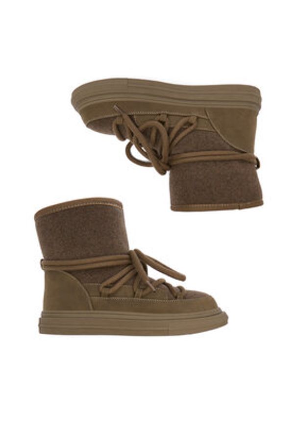 DeeZee Śniegowce DZ-AW08 Khaki. Kolor: brązowy. Materiał: materiał