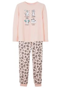 bonprix - Piżama (2 części) z bawełny organicznej. Kolor: różowy. Materiał: bawełna. Długość: długie. Wzór: nadruk #1