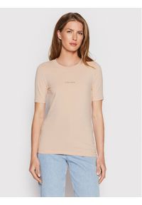 Calvin Klein T-Shirt Metallic Micro Logo K20K203754 Różowy Regular Fit. Kolor: różowy. Materiał: bawełna