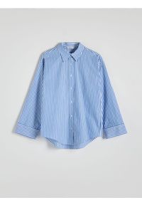 Reserved - Koszula w paski - niebieski. Kolor: niebieski. Materiał: bawełna. Wzór: paski