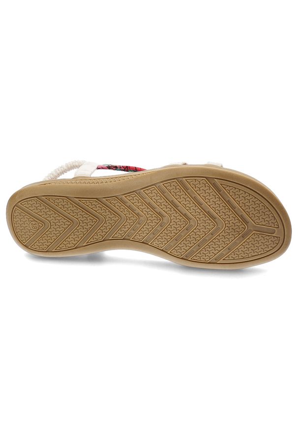 Białe Sandały Artiker Modne Obuwie Damskie. Okazja: na spacer. Zapięcie: pasek. Kolor: biały. Materiał: materiał. Wzór: kolorowy, paski, aplikacja. Sezon: lato