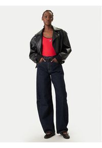 Tommy Jeans Top DW0DW22261 Czerwony Slim Fit. Kolor: czerwony. Materiał: bawełna #3