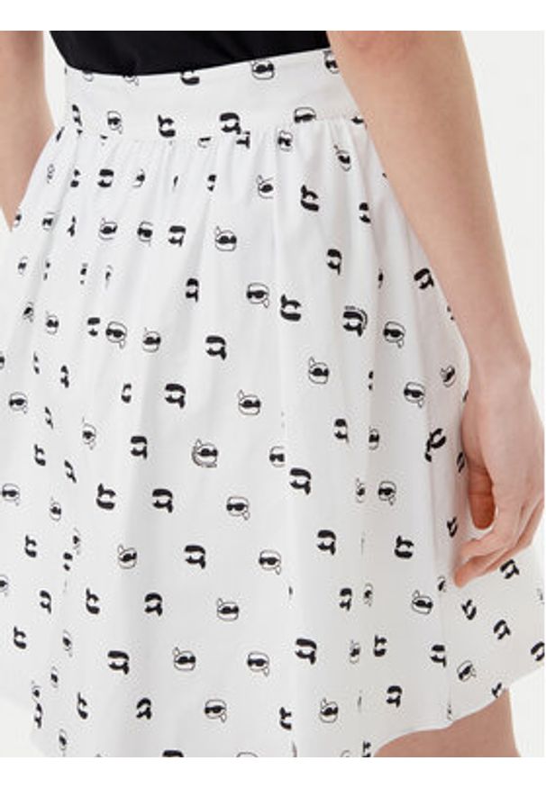 Karl Lagerfeld - KARL LAGERFELD Spódnica trapezowa A2W12029 Biały Regular Fit. Kolor: biały. Materiał: bawełna