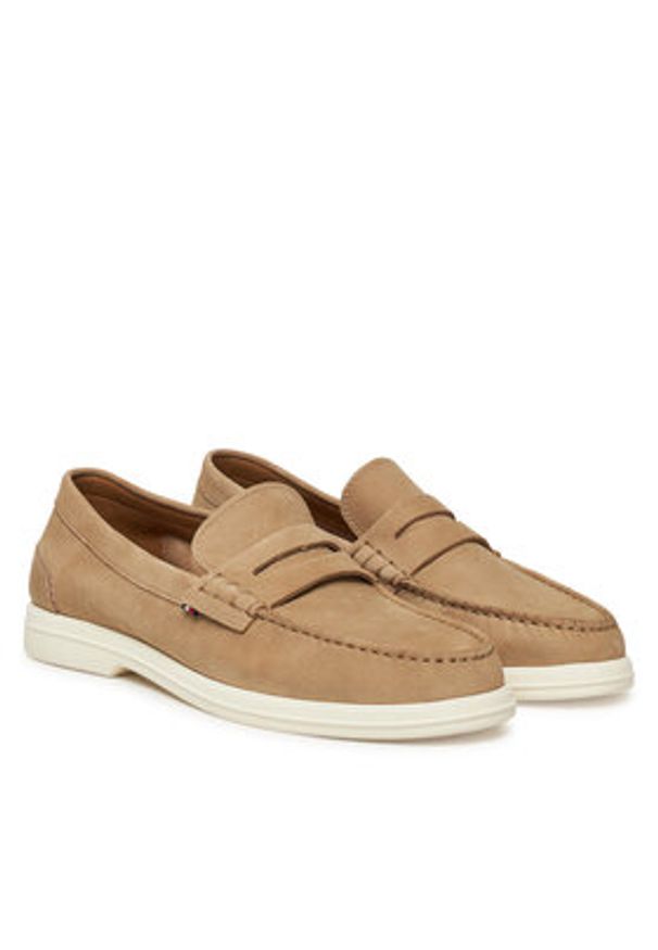 TOMMY HILFIGER - Tommy Hilfiger Mokasyny Nubuck P Loafer FM0FM05350 Beżowy. Kolor: beżowy. Materiał: nubuk, skóra